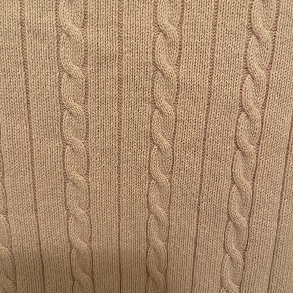 Izod Womens Pink Cable Knit V-Neck Sweater L/G 100% Cotton - Picture 5 of 5